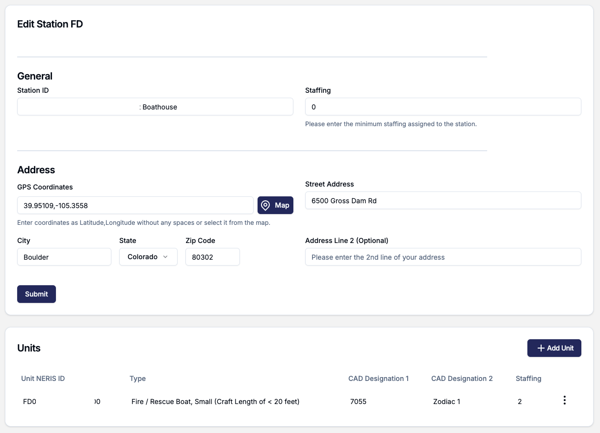 (NERIS questions on units / apparatus)