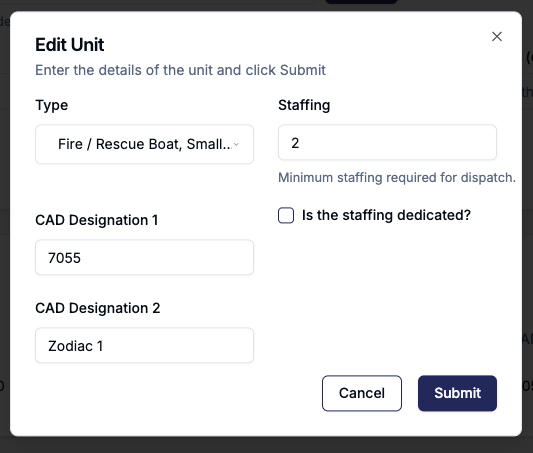 (NERIS questions on unit / apparatus)