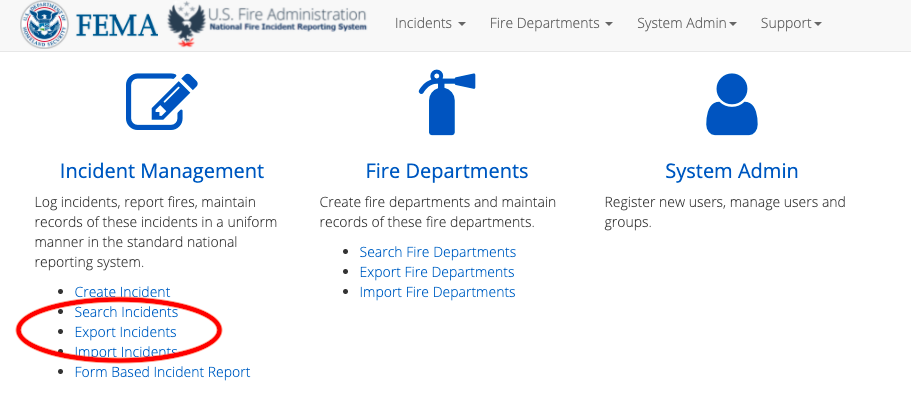 No Export Option on eNFIRS?