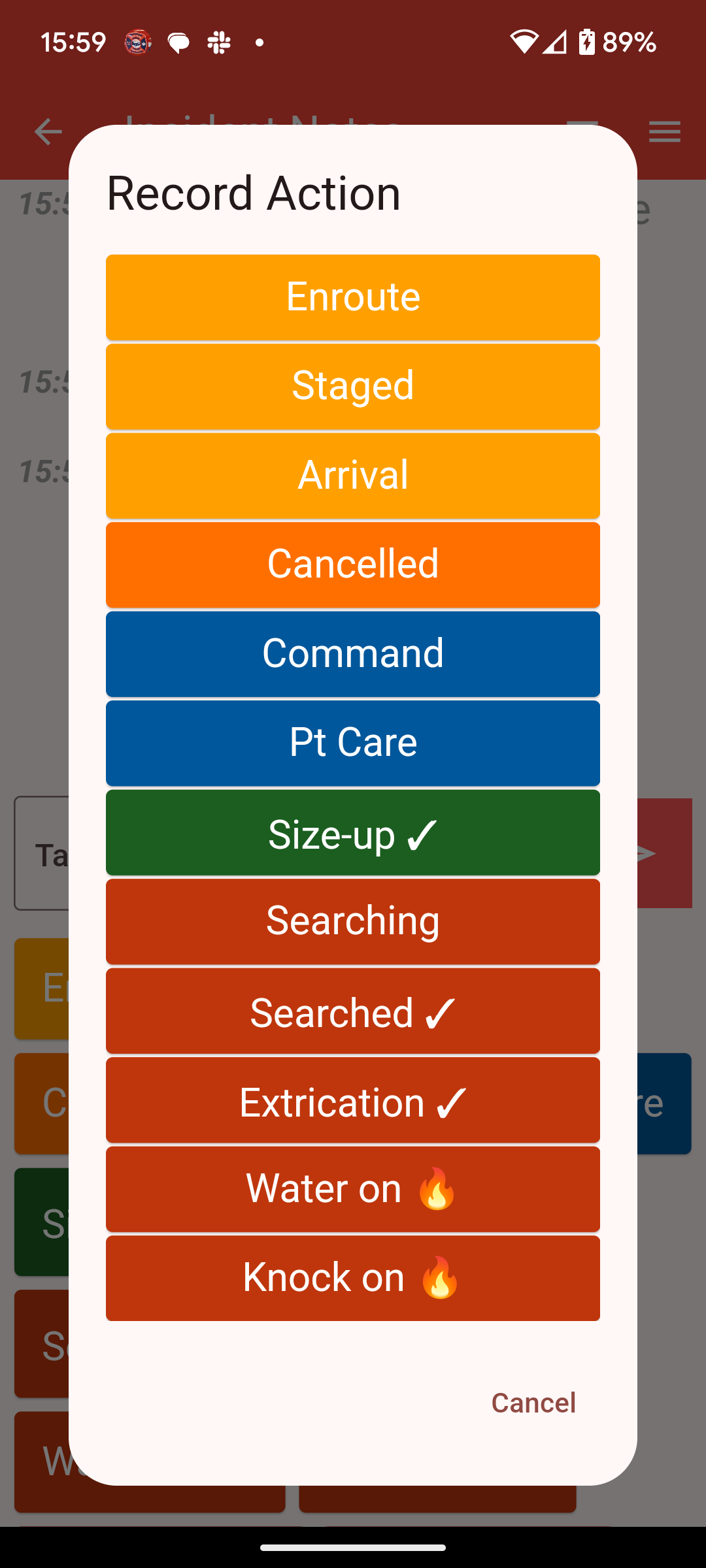 Firefighter operational timestamps from the scene &hellip;